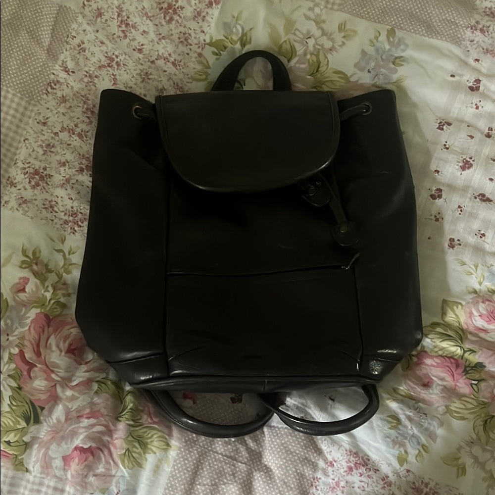 Tannery West Black Real Leather Mini Backpack